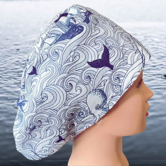 PREMIUM Marine Life~Euro Scrub Cap| Unisex Nurse Cap| Scrub Hat| Scrub Cap| CRNA - Picture 3 of 4
